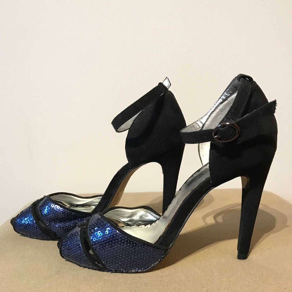 Black and Navy sequin LuLu Townsend strappy sandal